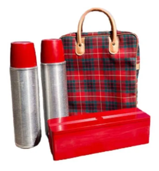 Vintage Metal Thermos Set/Camping