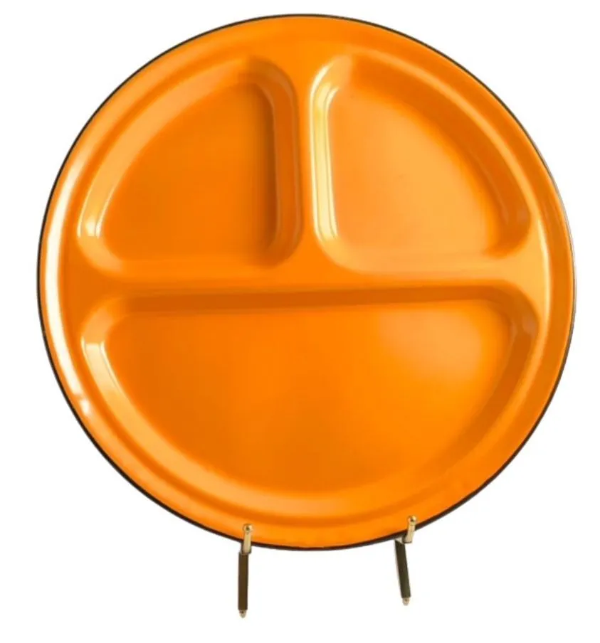 Orange Divided Vintage Camping Plate