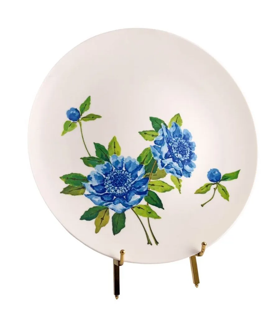 Vintage Blue Floral Melamine Dinner Plate