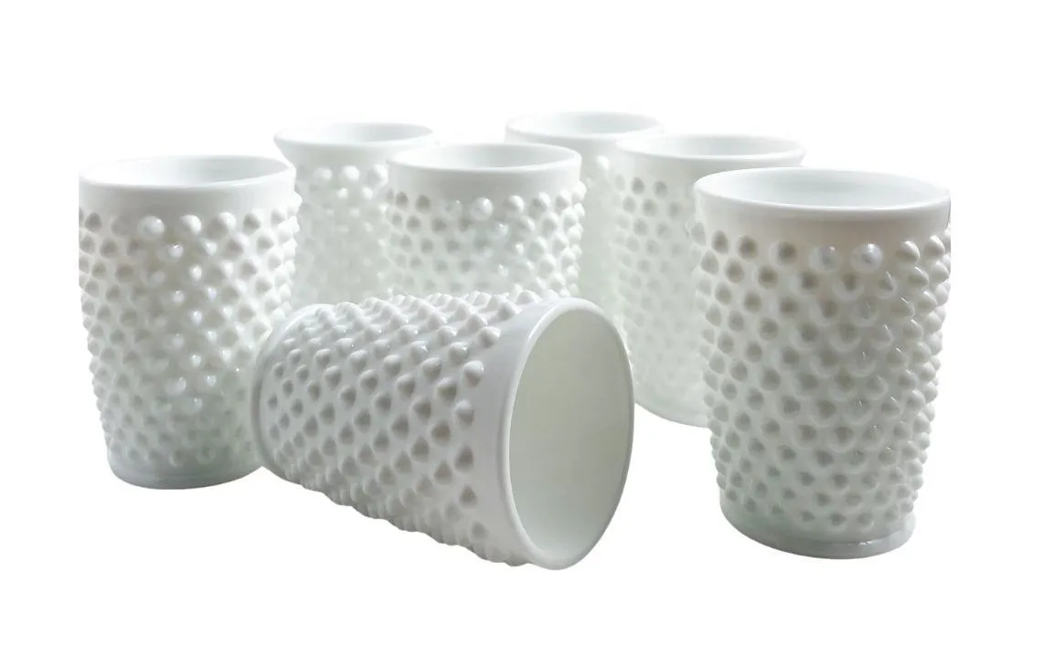 Milk Glass Hobnail Small Vase Set Of 7