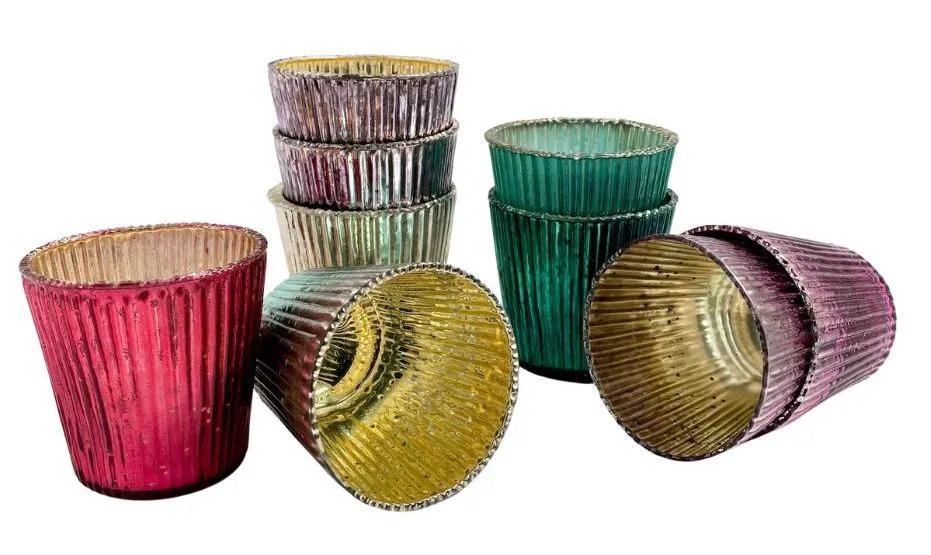 Glass Multi Color Votive Holders Set of 21