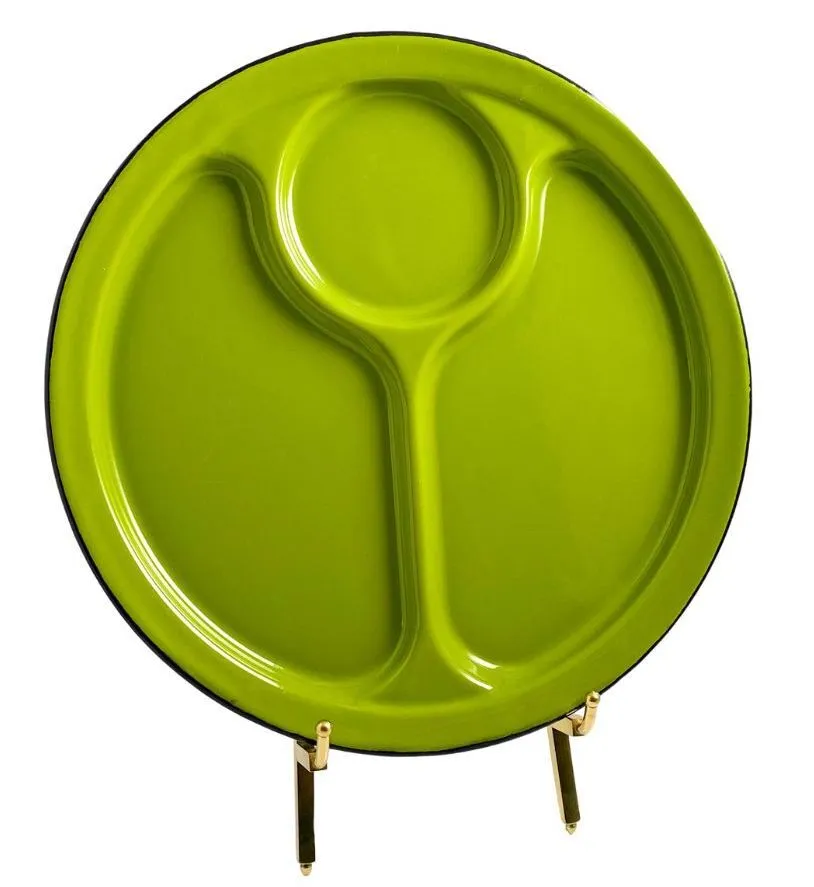 Vintage Light Green Divided Circle Camping Plate