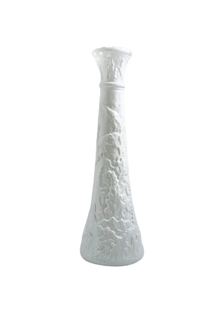 White Painted Glass Leaf Bud Vase