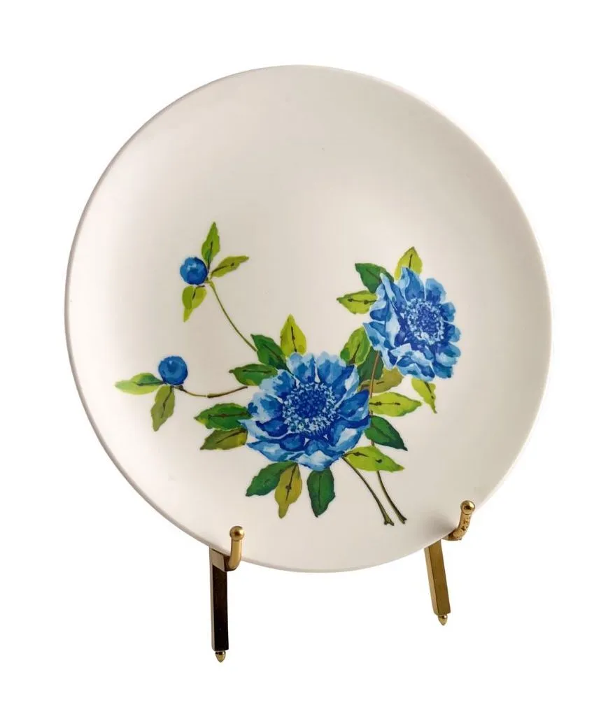 Vintage Blue Floral Melamine Salad Plate