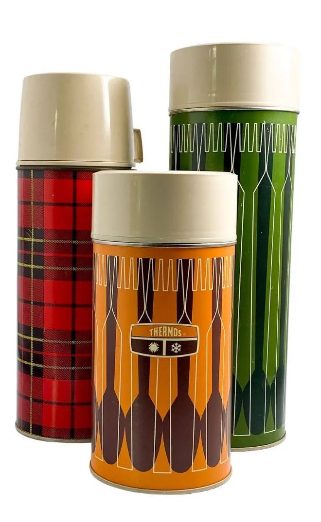 Multi Color Vintage Thermos/Various Large/Camping