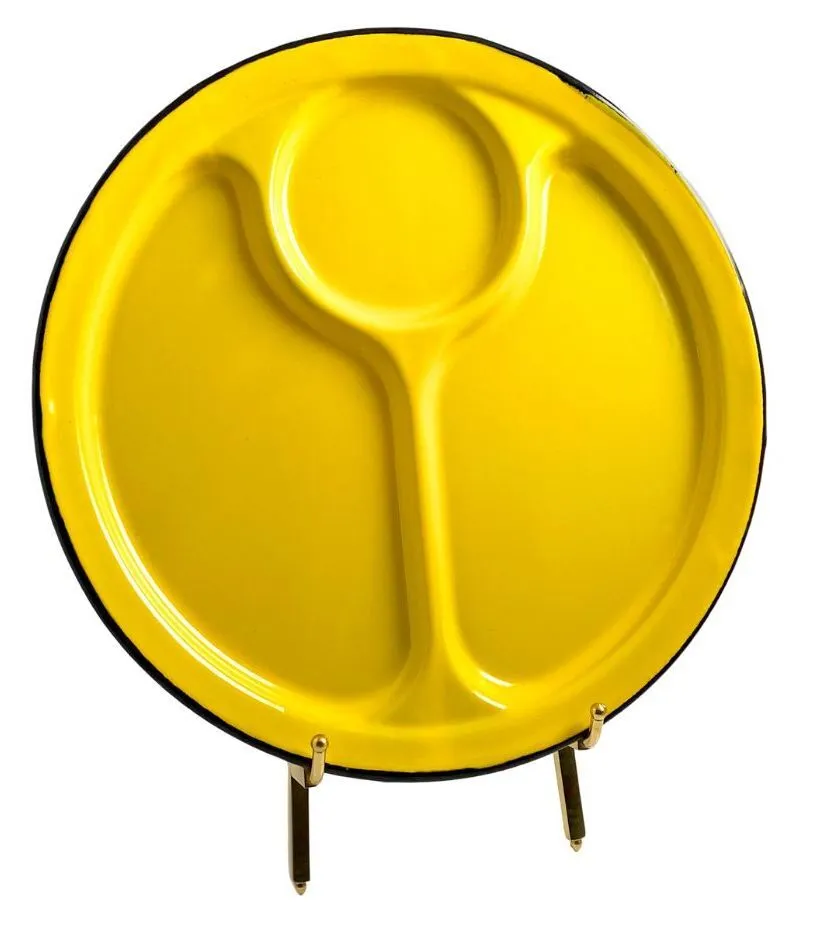 Vintage Yellow Divided Camping Plate