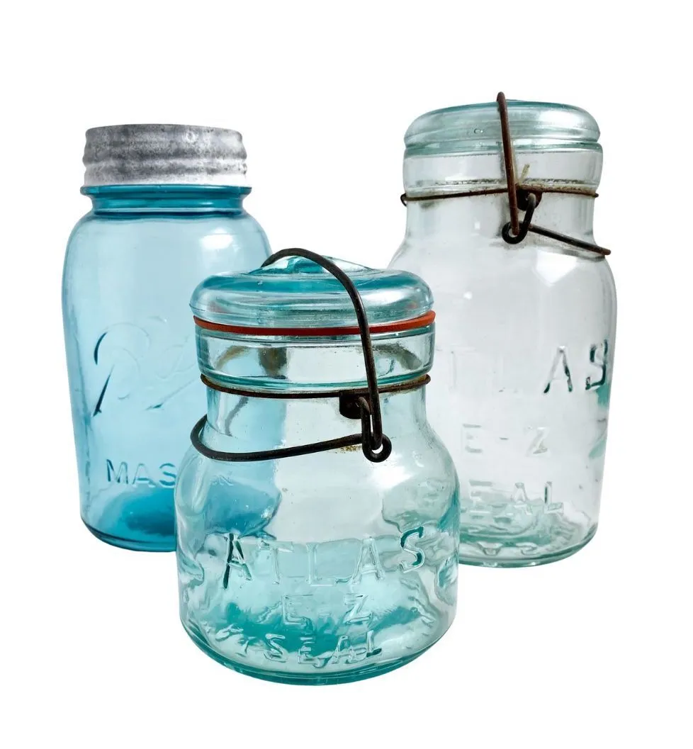 Vintage Blue Mason Jars/Large/Various