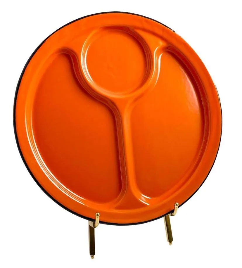 Vintage Orange Divided Camping Plate
