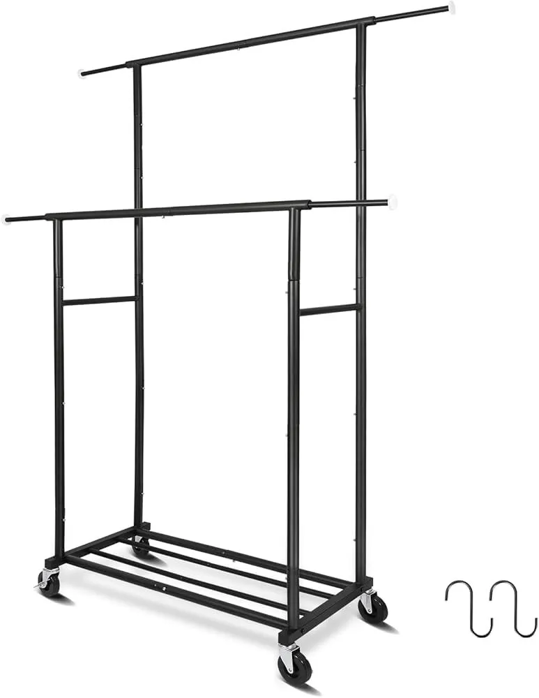 Portable Clothes Rack with Lockable Wheels
