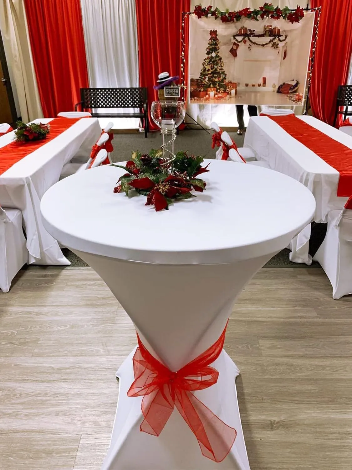 36x43 Inch Spandex Cocktail Table Covers for Round Tables (White)