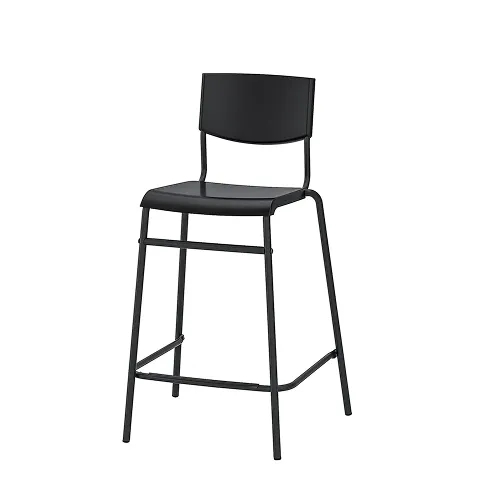 Bar Stool with backrest, Black/Black 74cm (29 1/8")