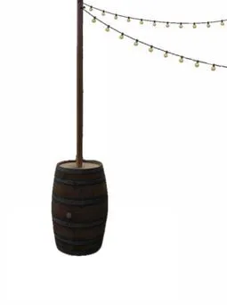 Wood Barrel with Light Pole