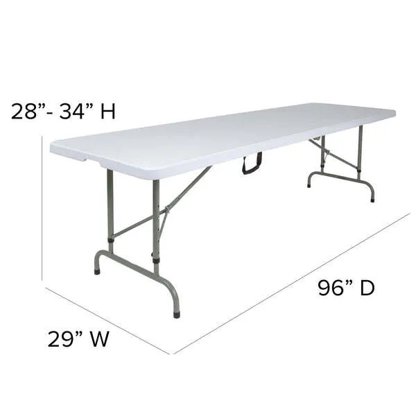 8 Foot Bi Fold Rectangle Plastic Table