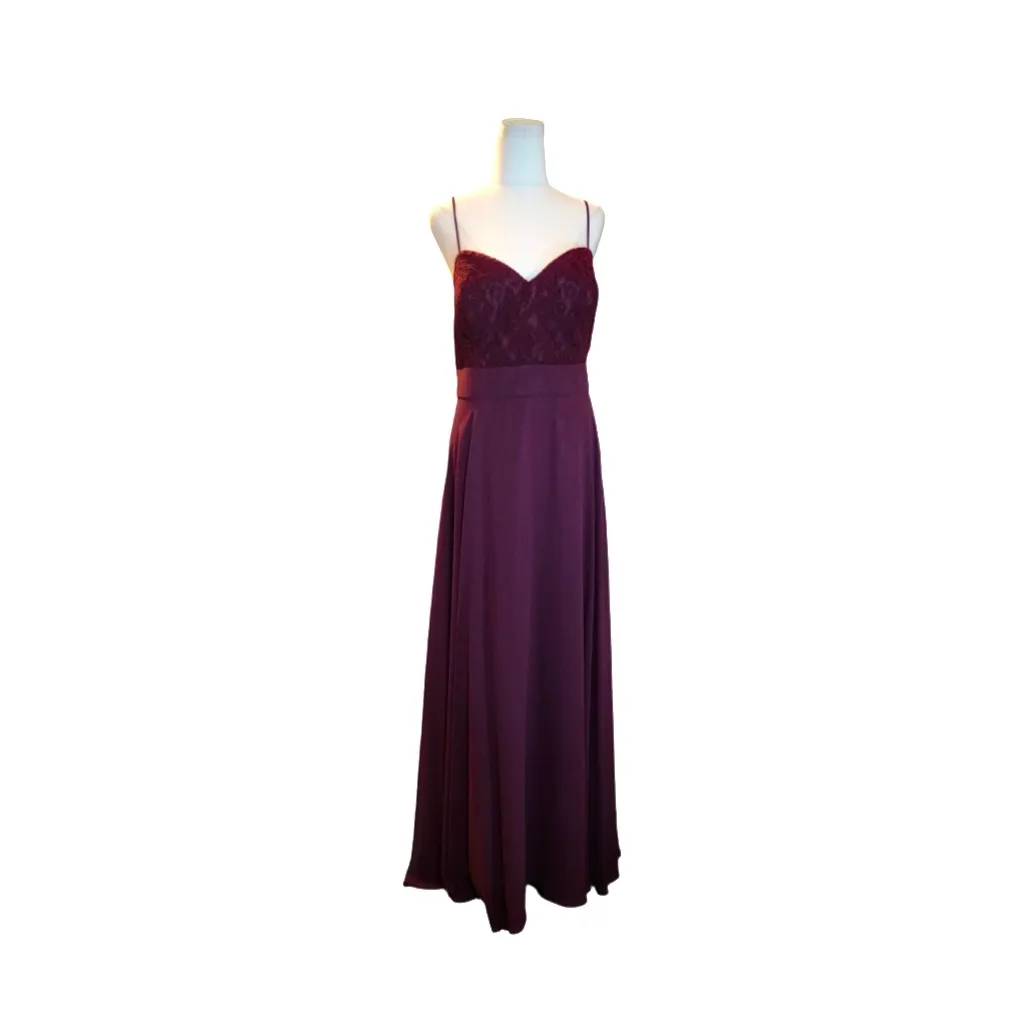 Burgundy Lace and Chiffon Gown