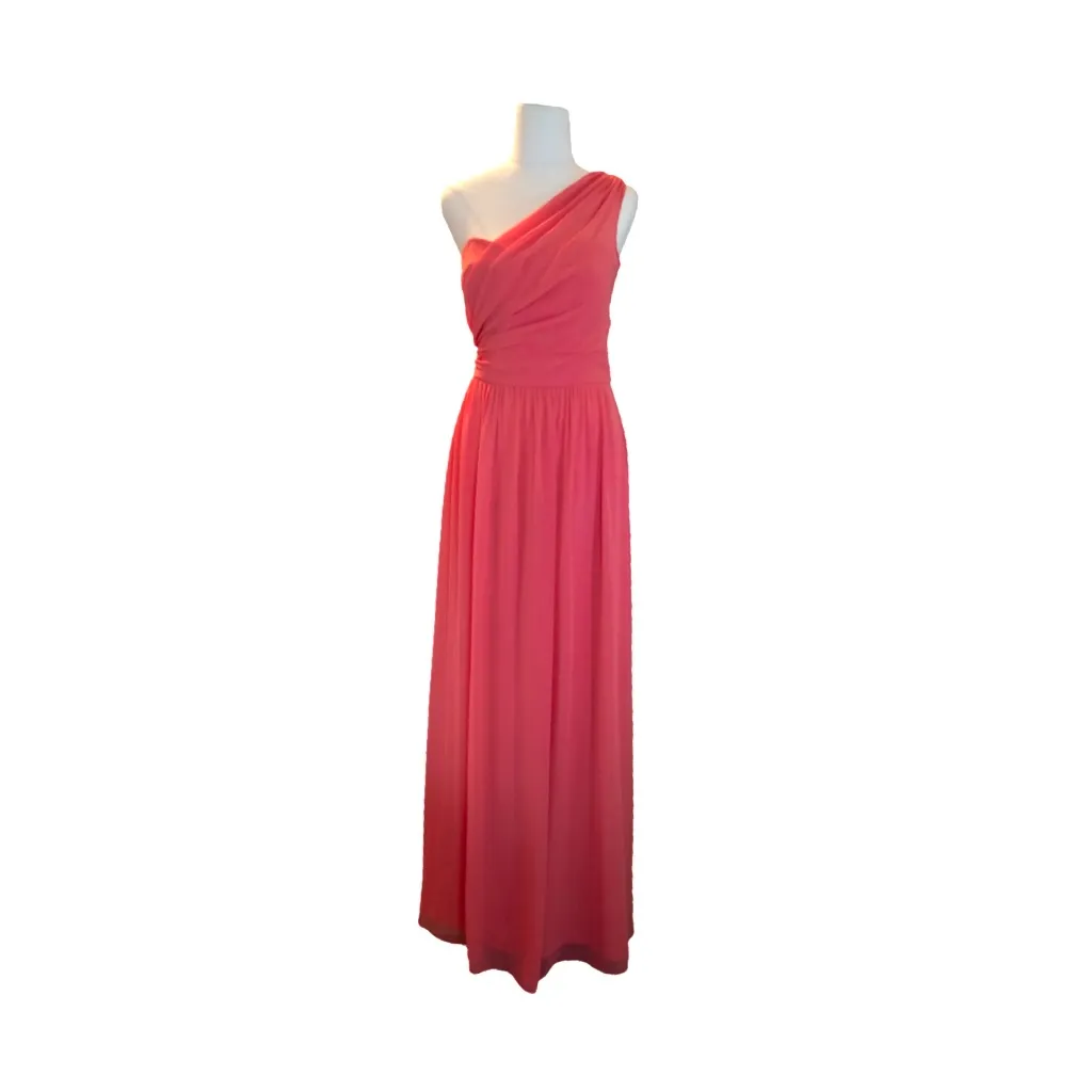 Coral One-Shoulder Maxi Dress 