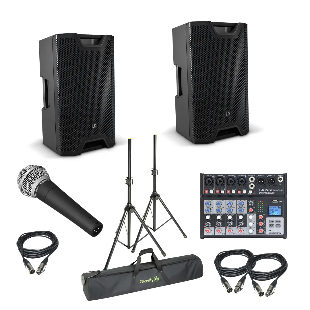 PACK ENCEINTES SONO 50 PERSONNES + Micro et Table de mixage