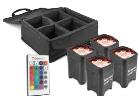 Pack de 4 projecteurs sur batterie RGBWAUV