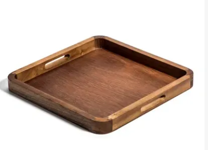 15" Square wood tray