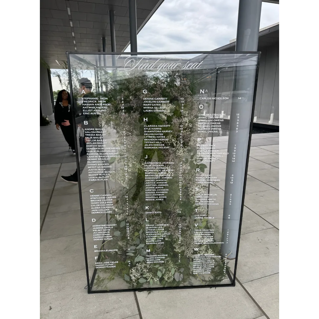Double Sided Framed Acrylic Seating Chart
