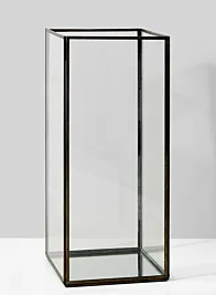 Burnt Antique Square Candle Holder With Mirror Bottom