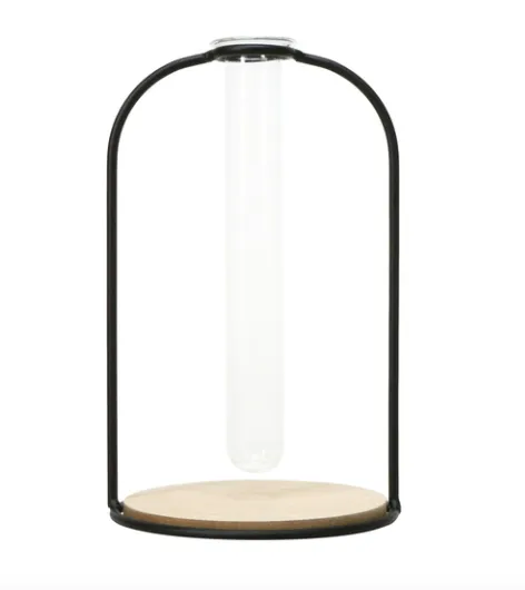 Oval Metal & Glass Bud Vase