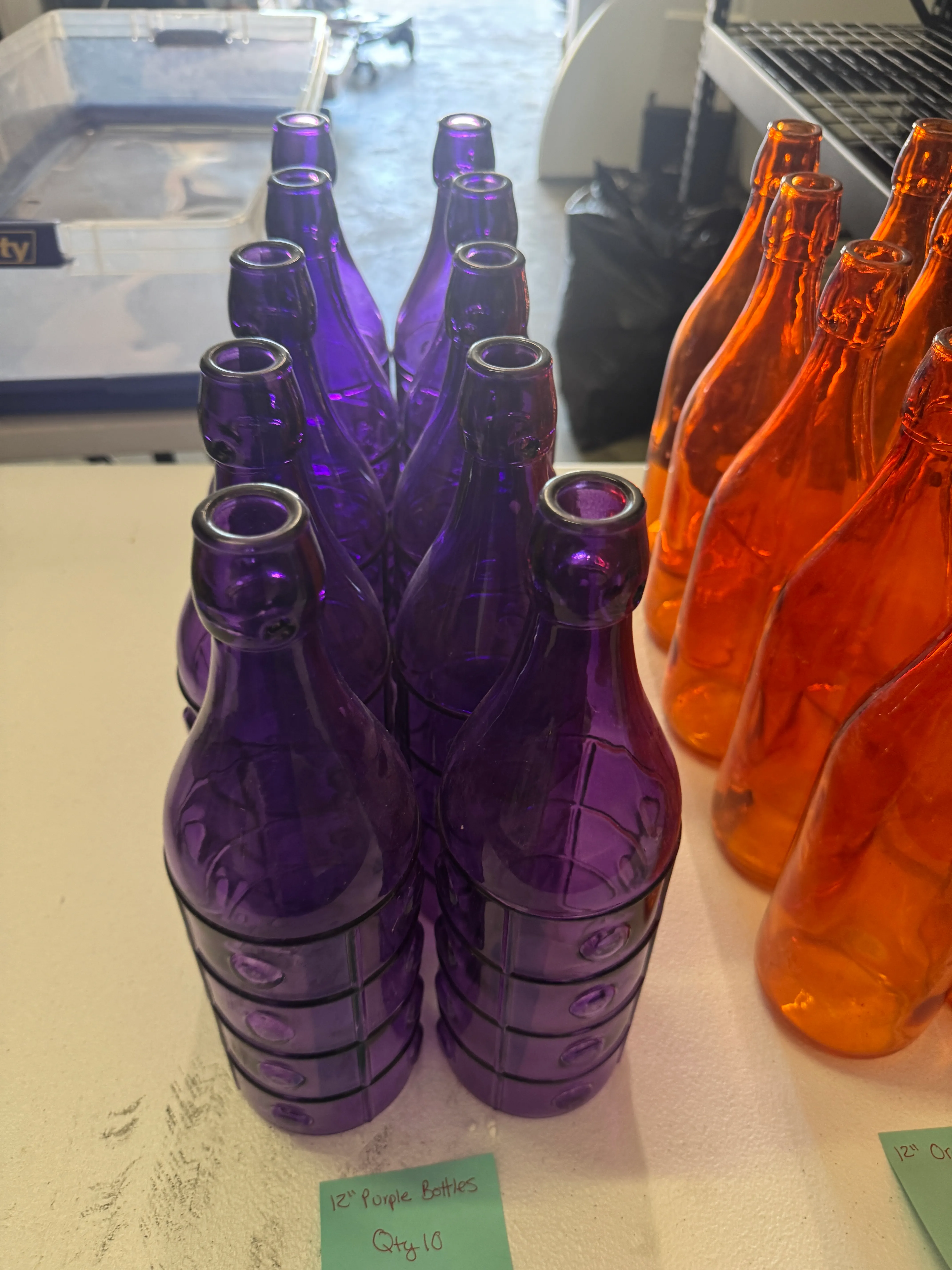 Purple 12" glass bottles
