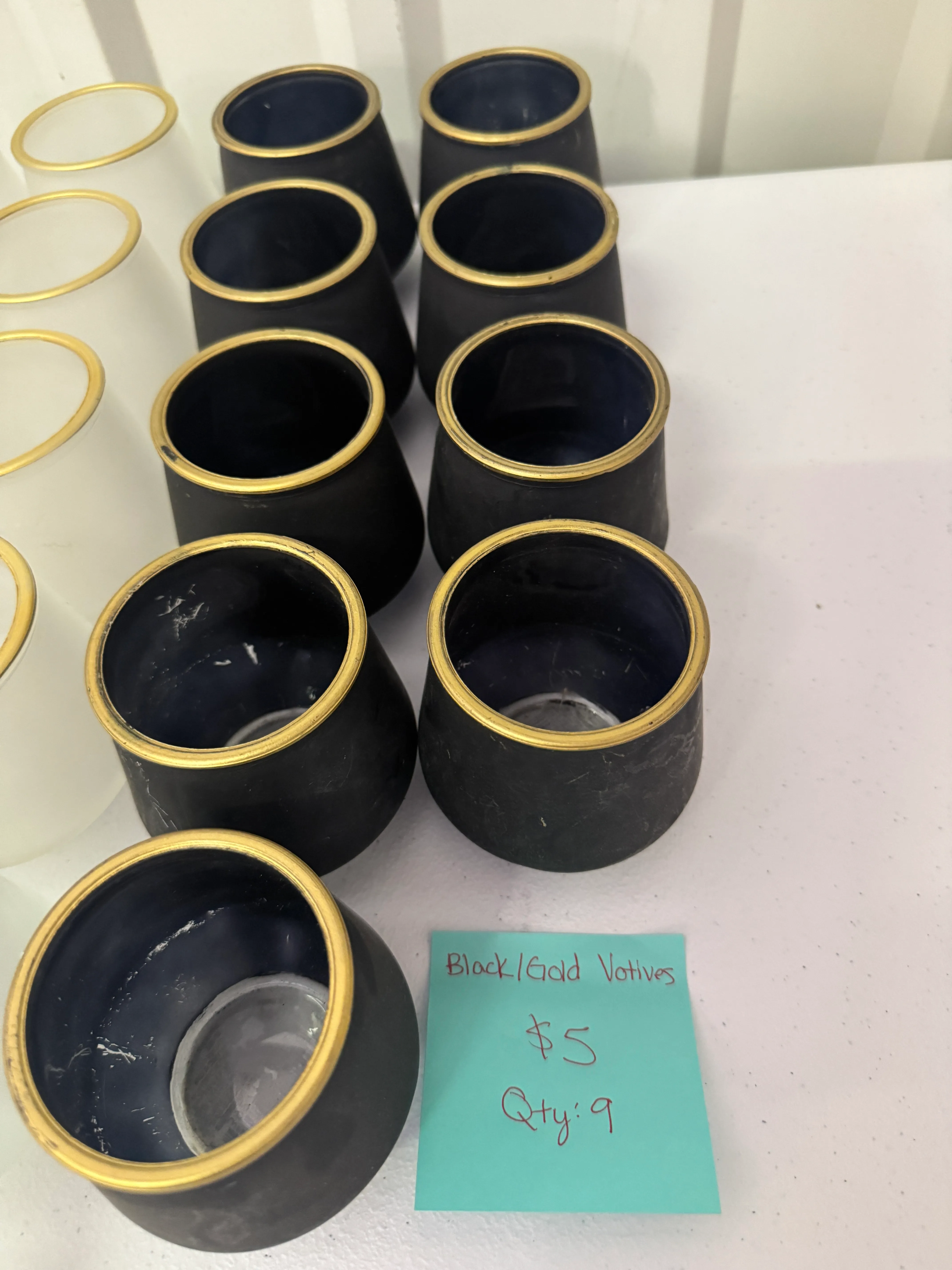 Black/ Gold rimmed candle votive