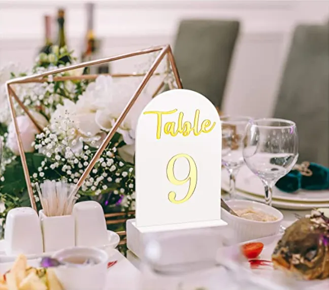 White Arch - Gold Acrylic Table Number Set