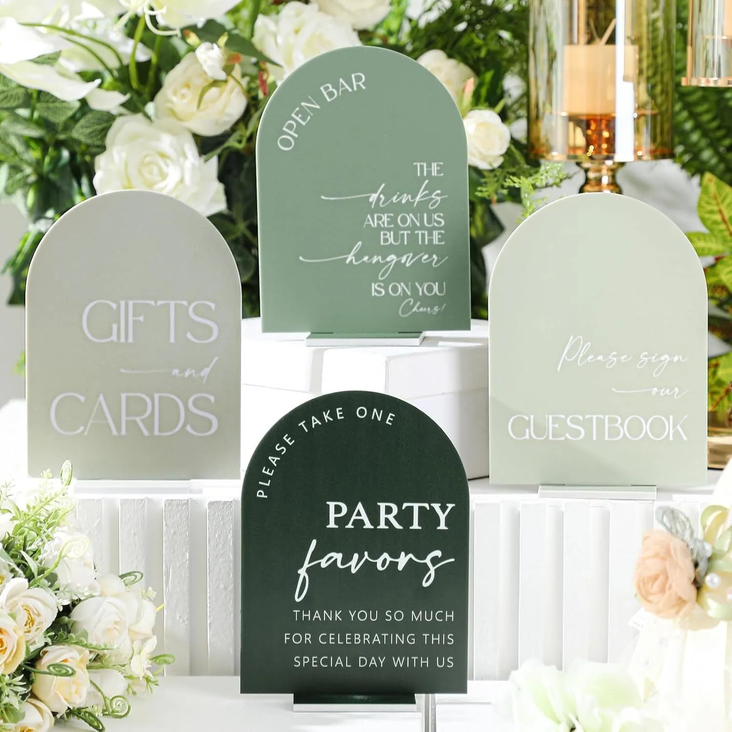 4 piece Green Acrylic Wedding Signs