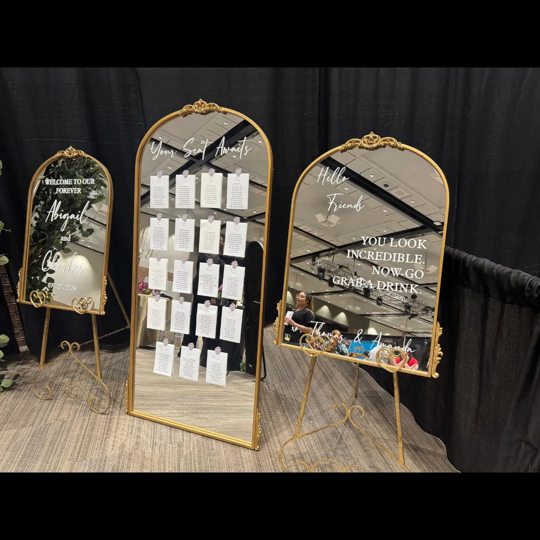 3-piece Mirror Wedding Sign Set