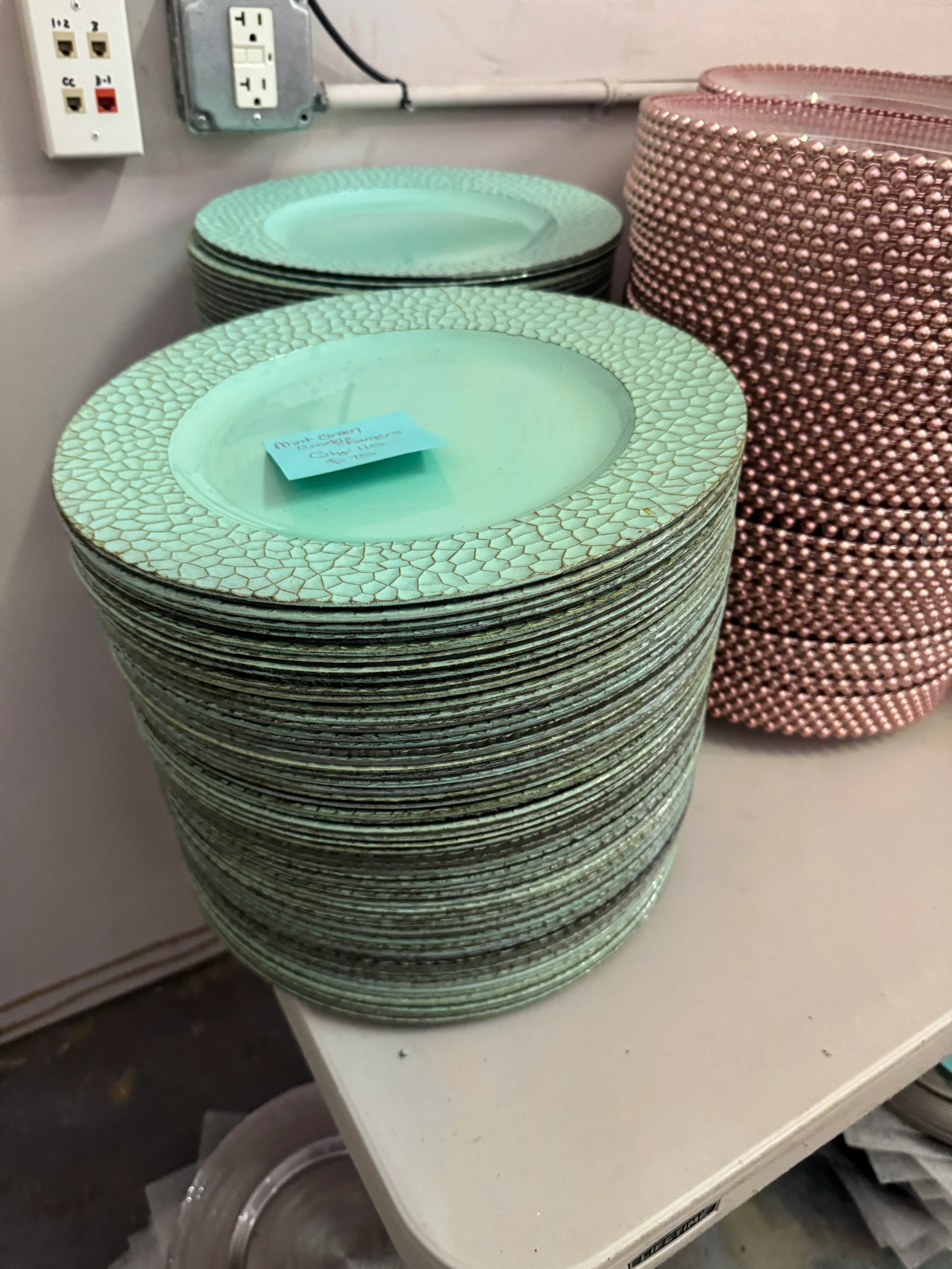 Mint Crackled Plate Charger