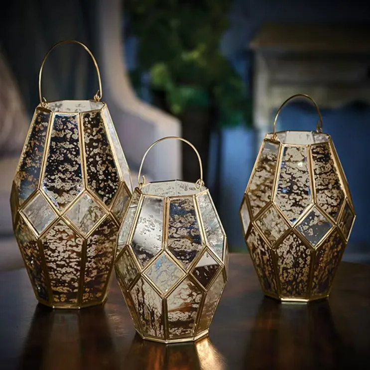 Distressed mirror lanterns