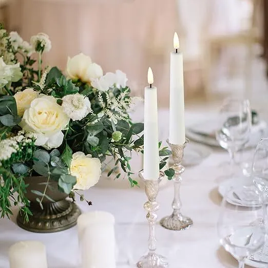 Short White Flameless Taper Candles