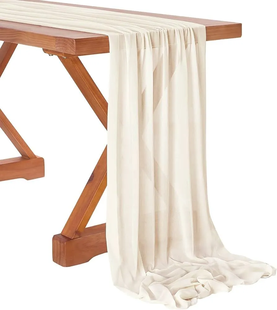 10 ft Ivory Chiffon Table Runner