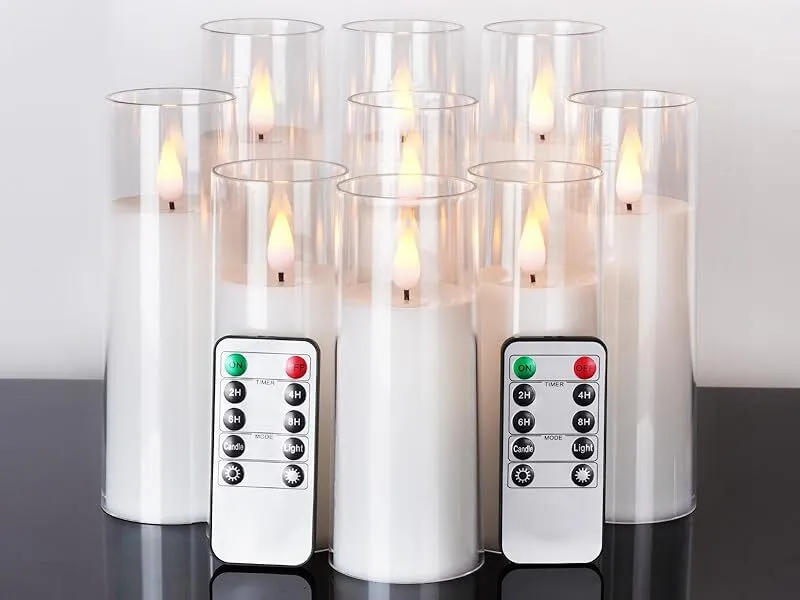 White Flameless LED Pillar Candle Set
