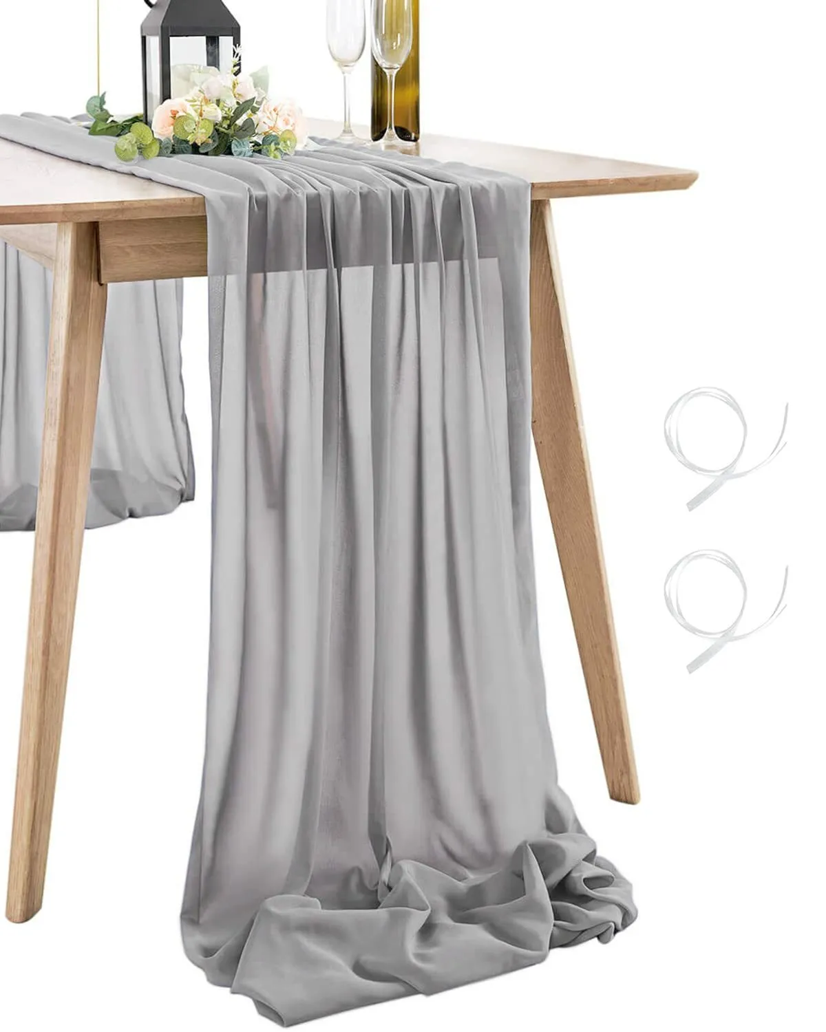 Grey Sheer Chiffon Table Runner