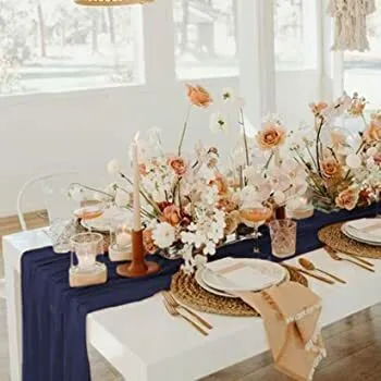 Navy Cheesecloth Table Runner