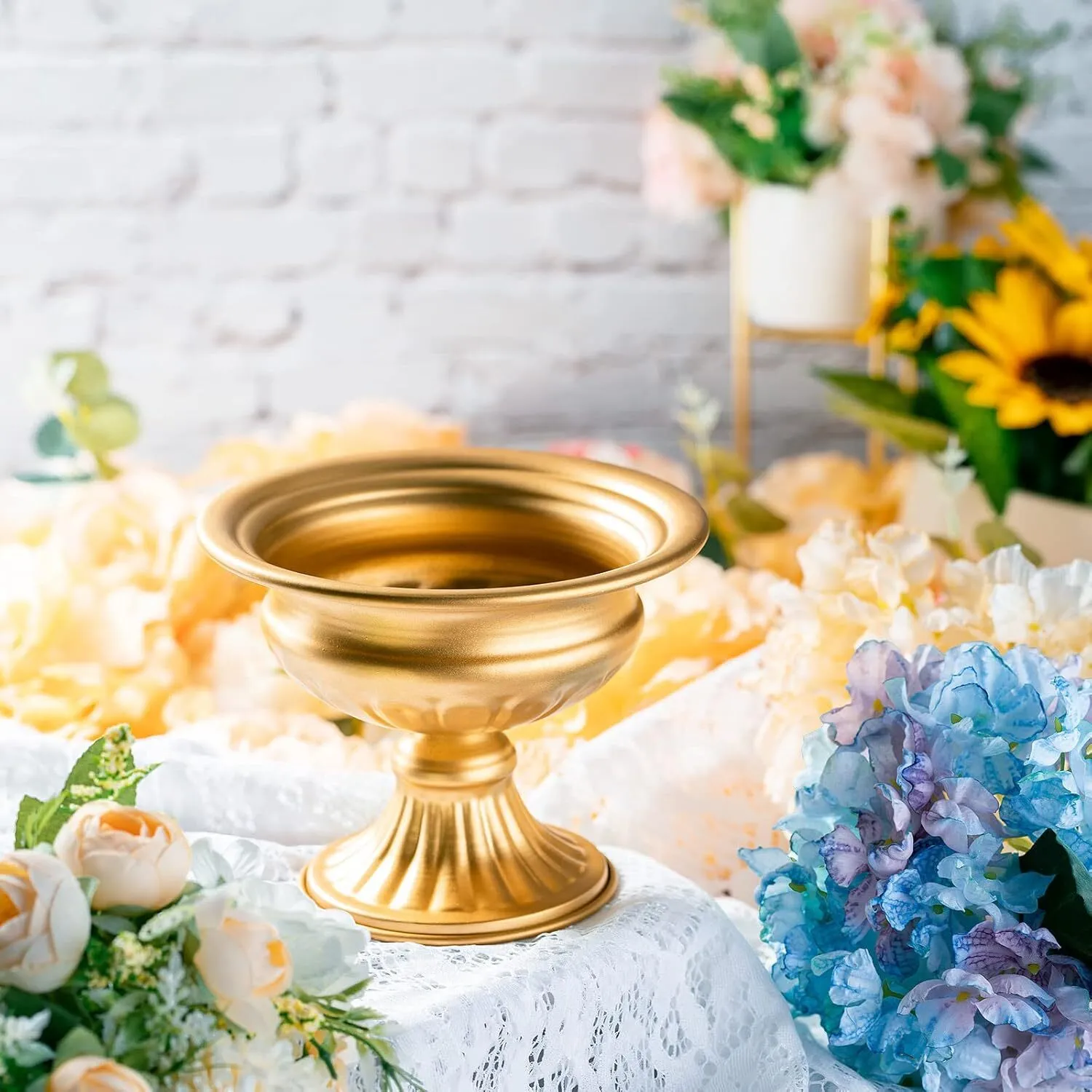 Gold  Metal Urn Planter Compote