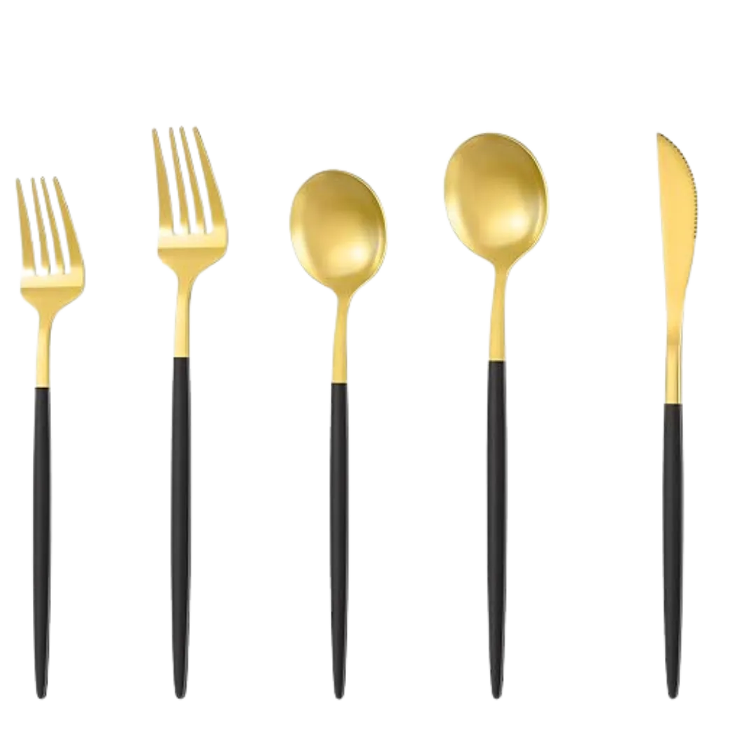 Modern Black/Gold Flatware set