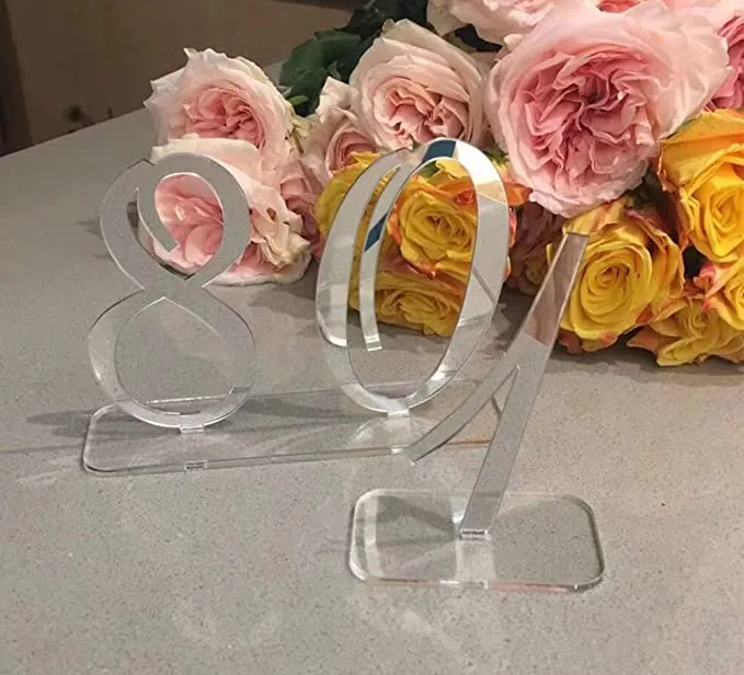Silver Mirror Table Numbers