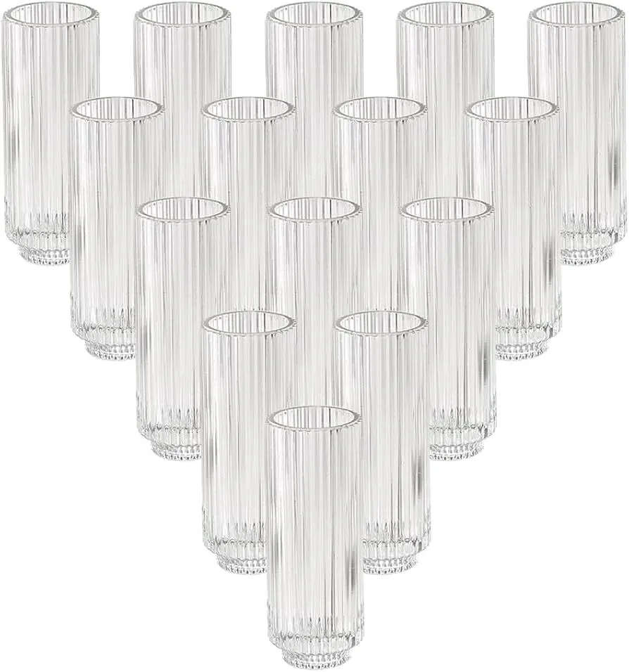 Slim Clear Ribbed Glass Votive Holder