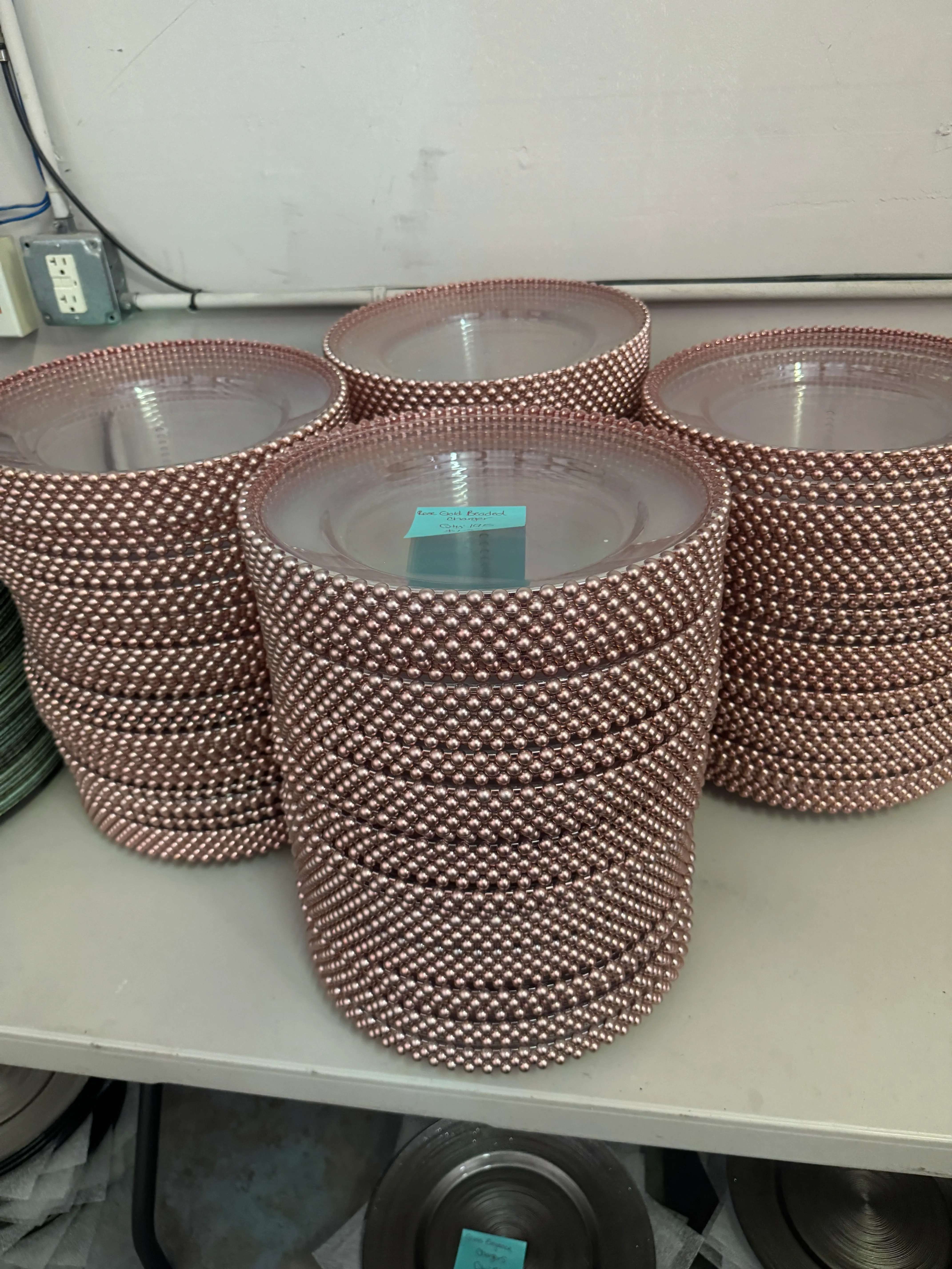 Rose Gold Beaded Chargers