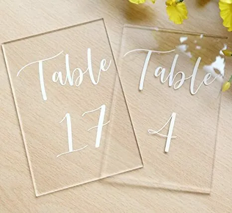 White Writing Acrylic Table Number