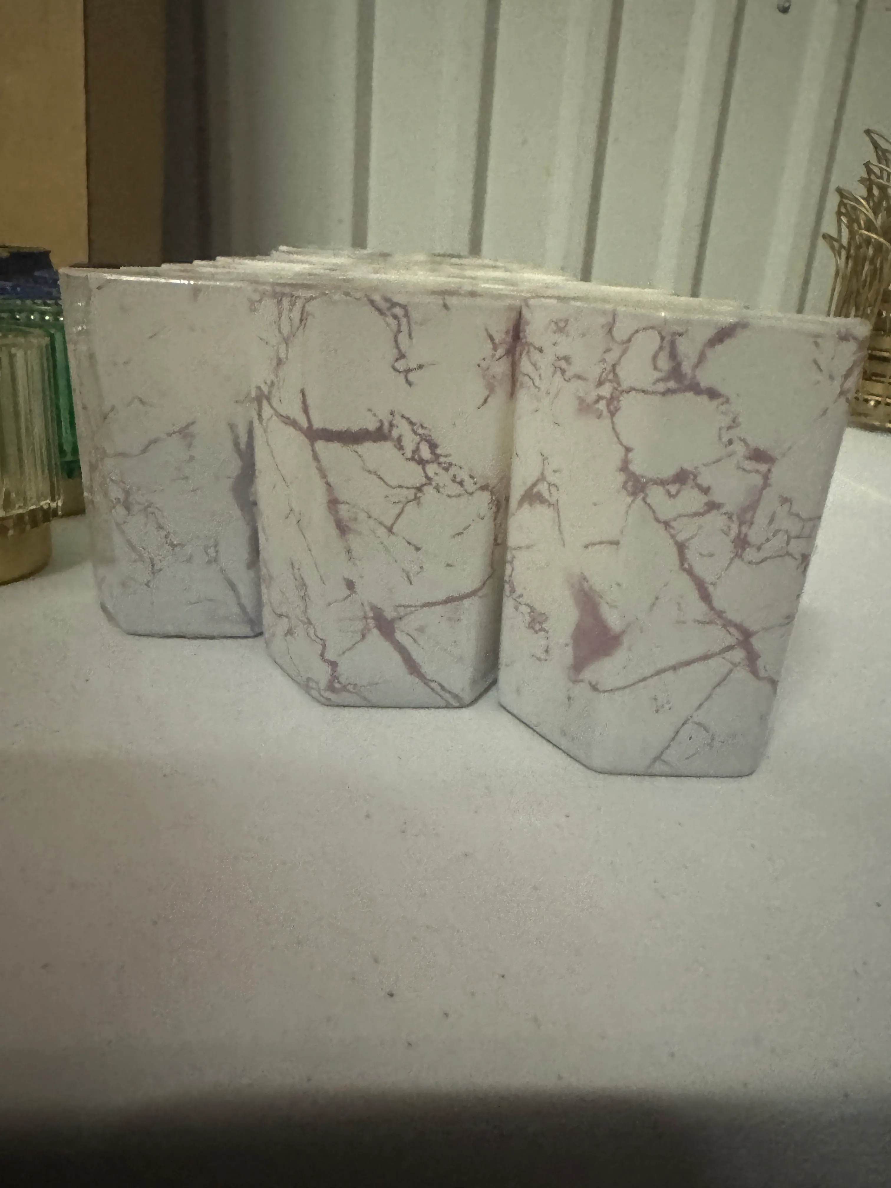 Pink / Grey Marble Candles