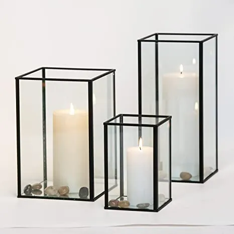 Black Frame Glass Lanterns