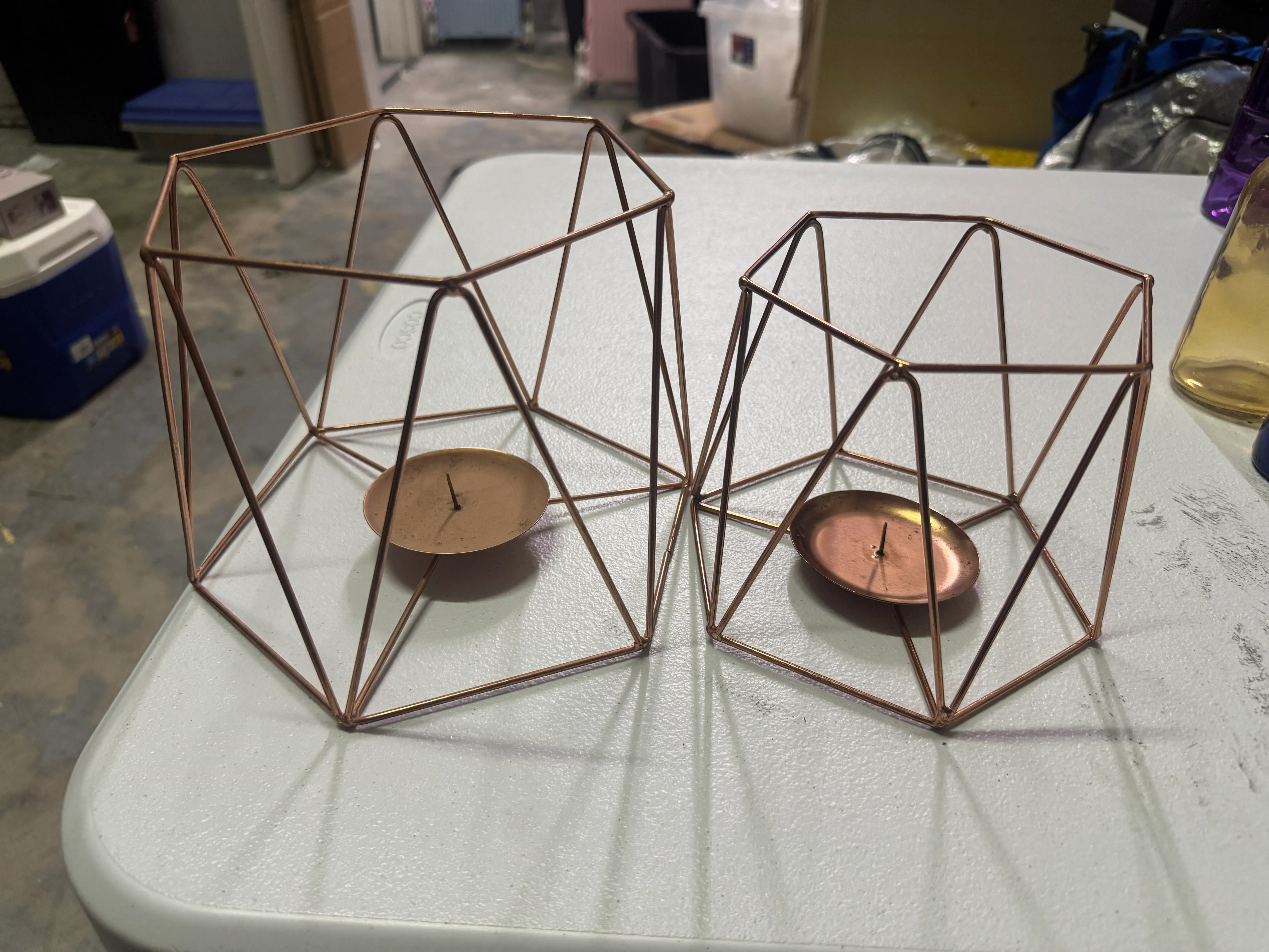 Copper Geometric Candle Holder