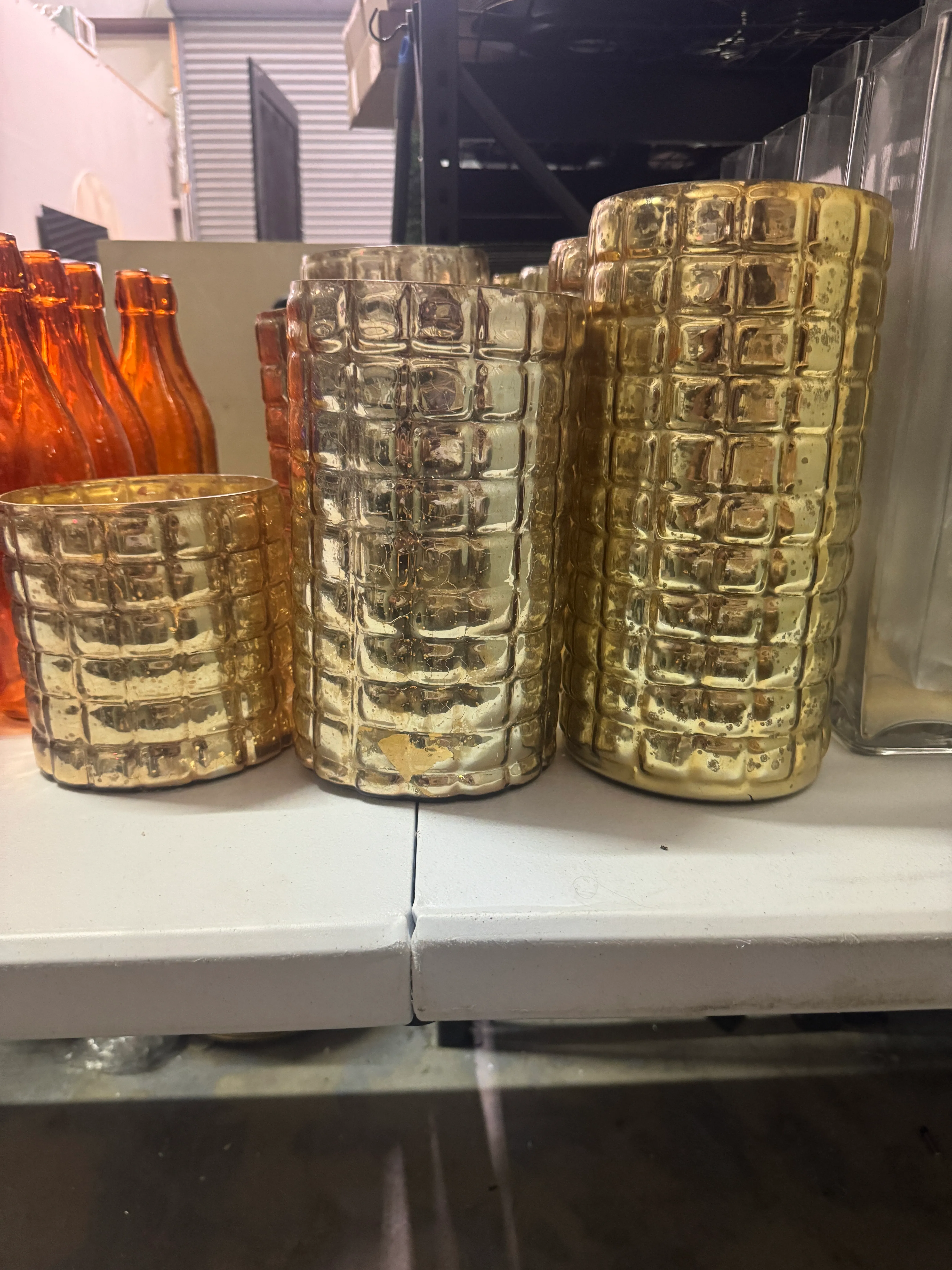 Tiled Gold Mercusy Vases