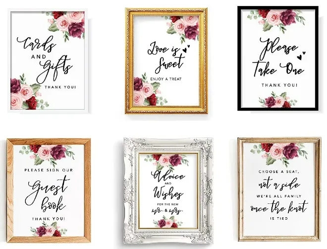 Burgundy Wedding Sign Bundle