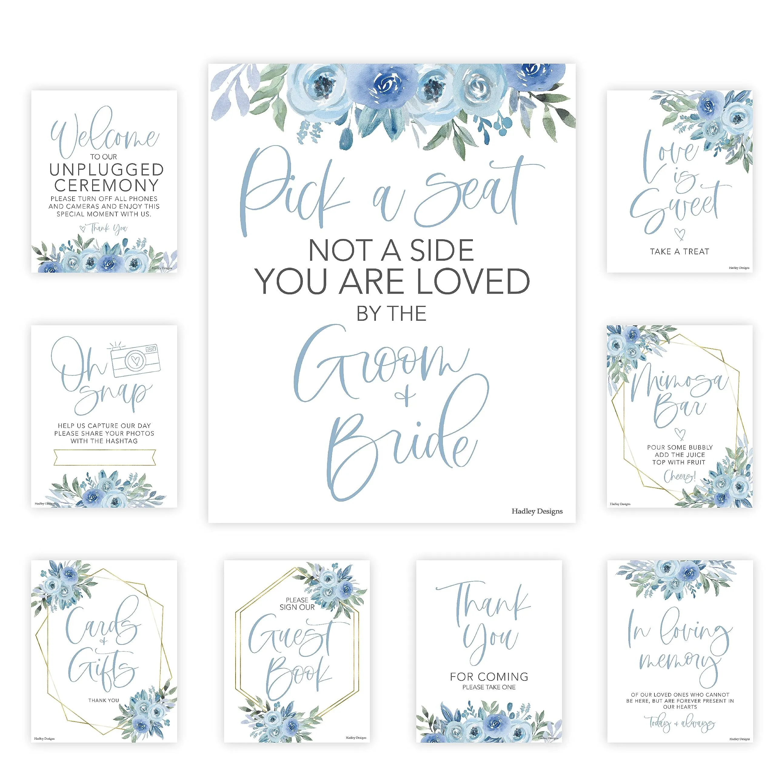 Hadley Designs Dusty Blue Wedding Signs