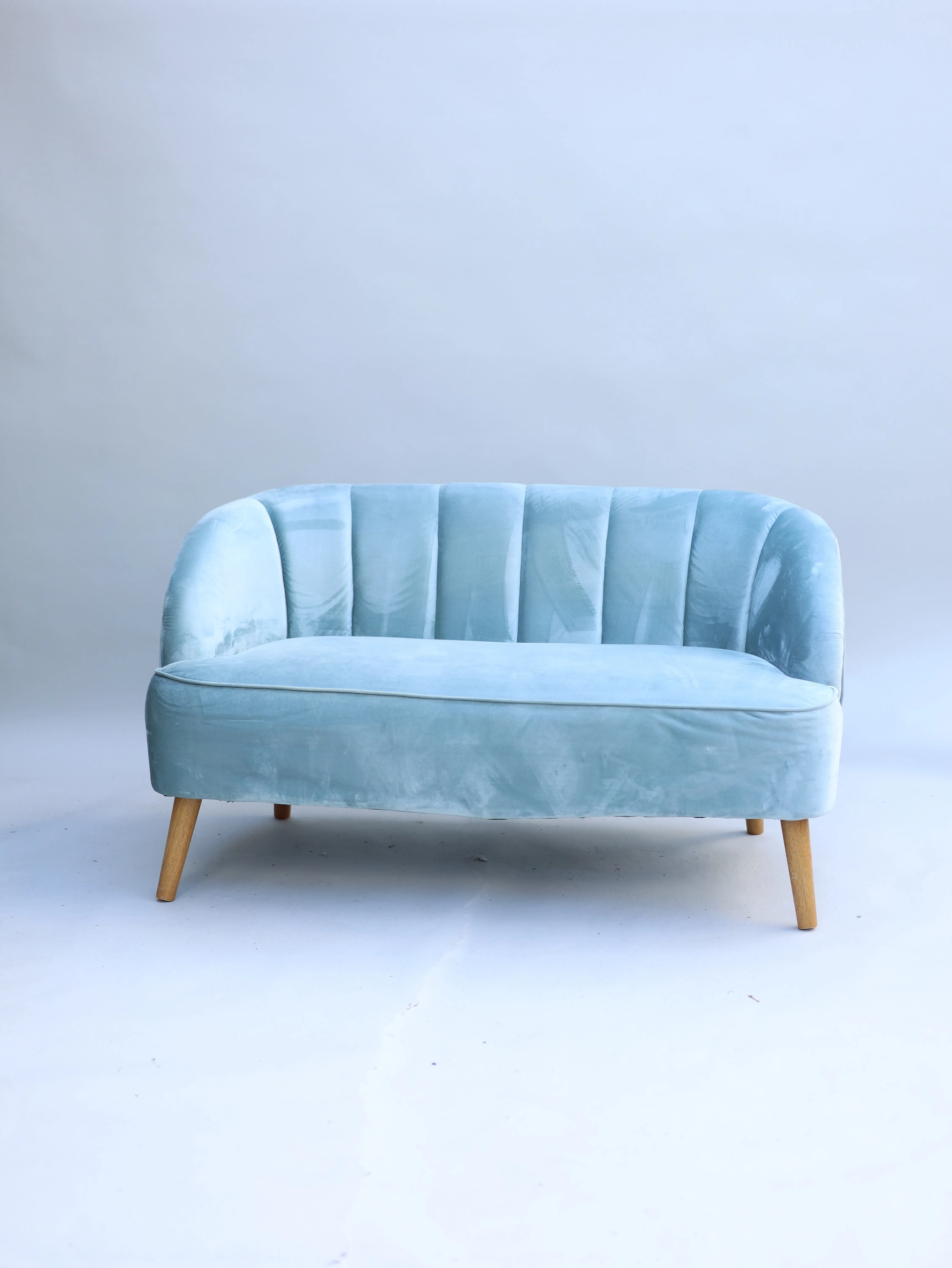 Ted Sky Blue Velvet Loveseat